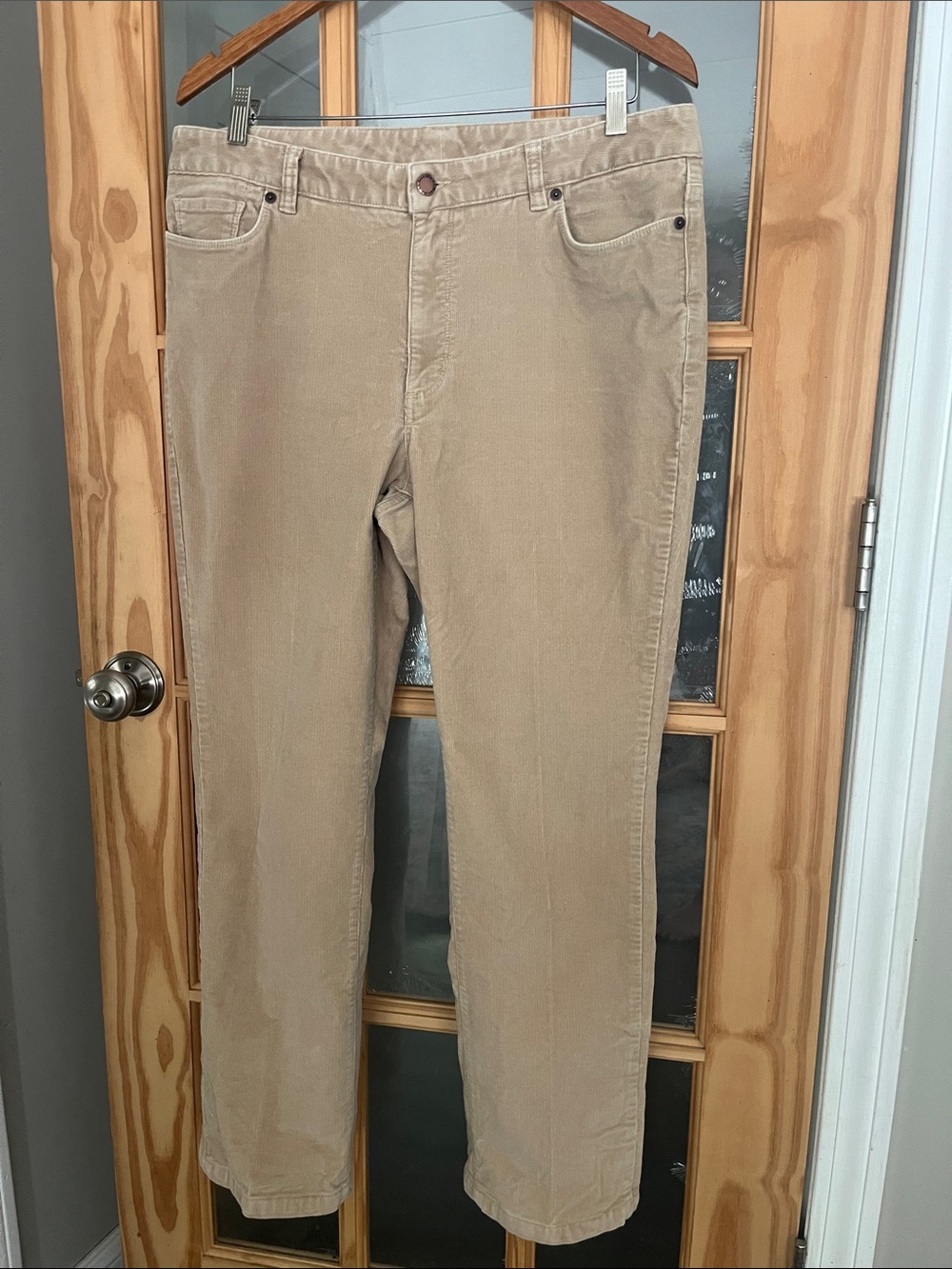 L.L Bean Corduroy pants. Womens 16 regular straight leg tan EUC